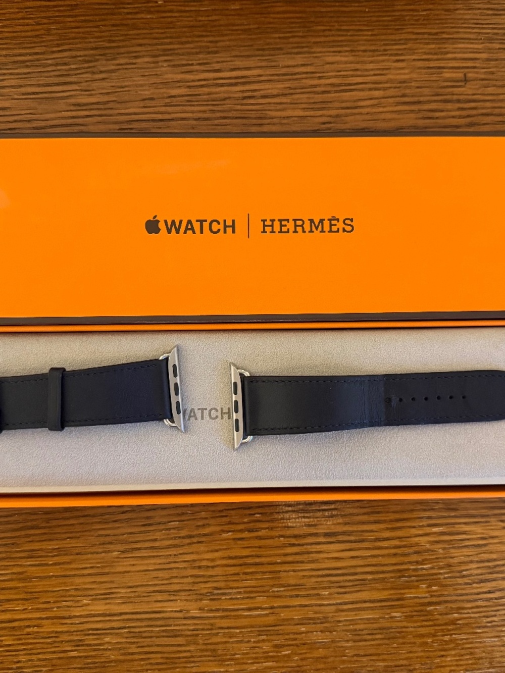 Authentic Apple Watch Hermès Single Tour Band - 44mm Navy Leather (with Box)